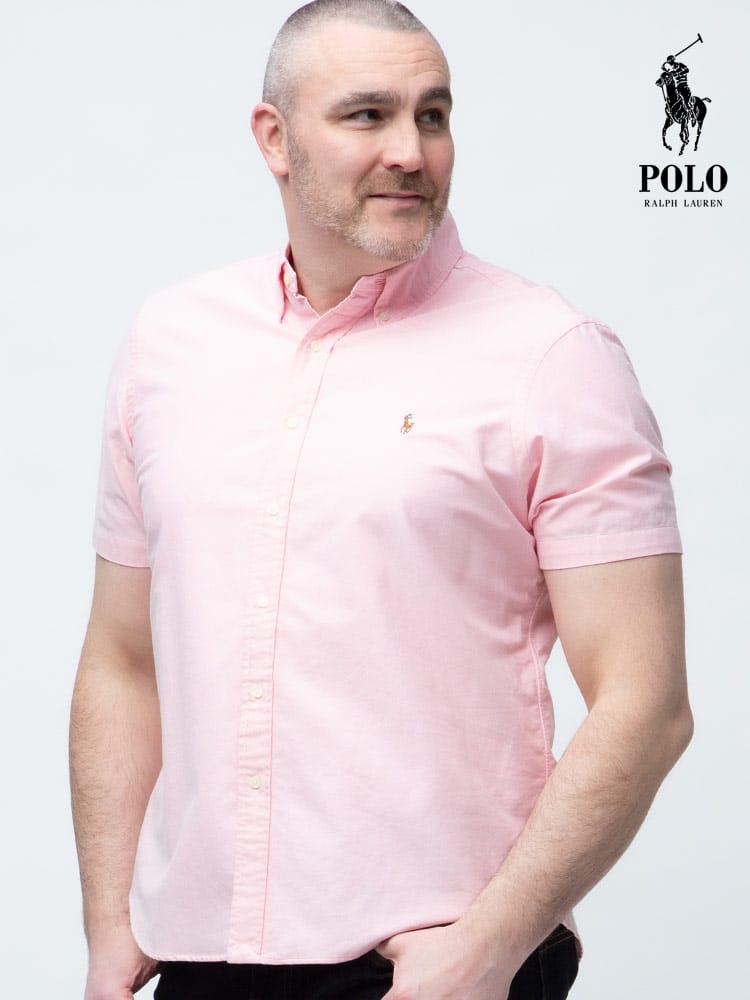 大きいサイズ メンズ RALPH LAUREN (ラルフローレン) 胸ロゴ ボタンダウン 半袖 シャツ CLASSIC FIT