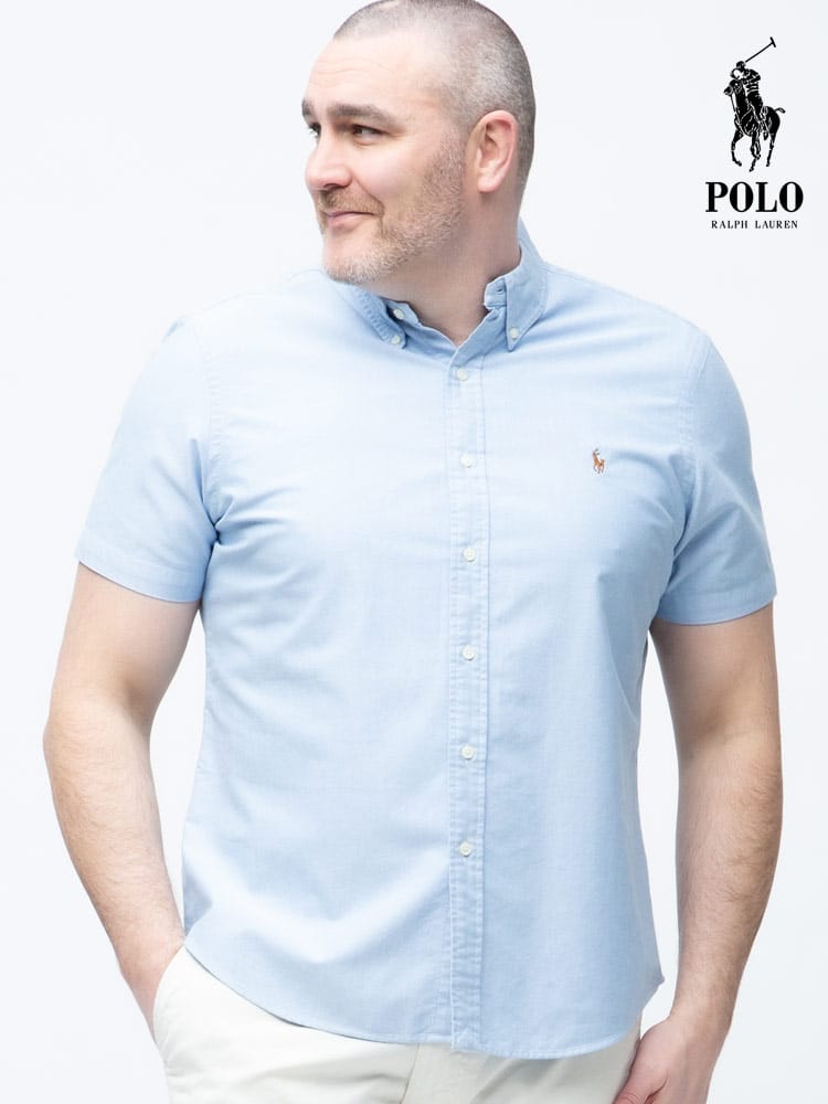 大きいサイズ メンズ RALPH LAUREN (ラルフローレン) 胸ロゴ ボタンダウン 半袖 シャツ CLASSIC FIT