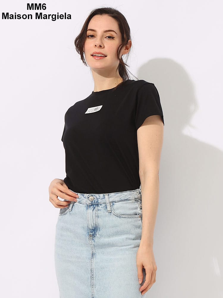 MM6 Maison Margiela (エムエムシックス メゾン マルジェラ) 胸ミニタグ クルーネック 半袖 Tシャツ MM6GC0312S24312 レディース