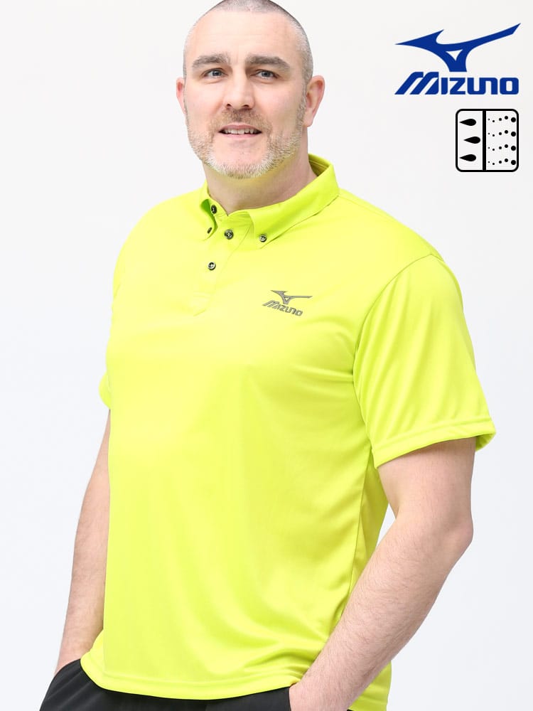 大きいサイズ メンズ MIZUNO (ミズノ) NAVIDRY 胸ロゴ ボタンダウン 半袖 ポロシャツ