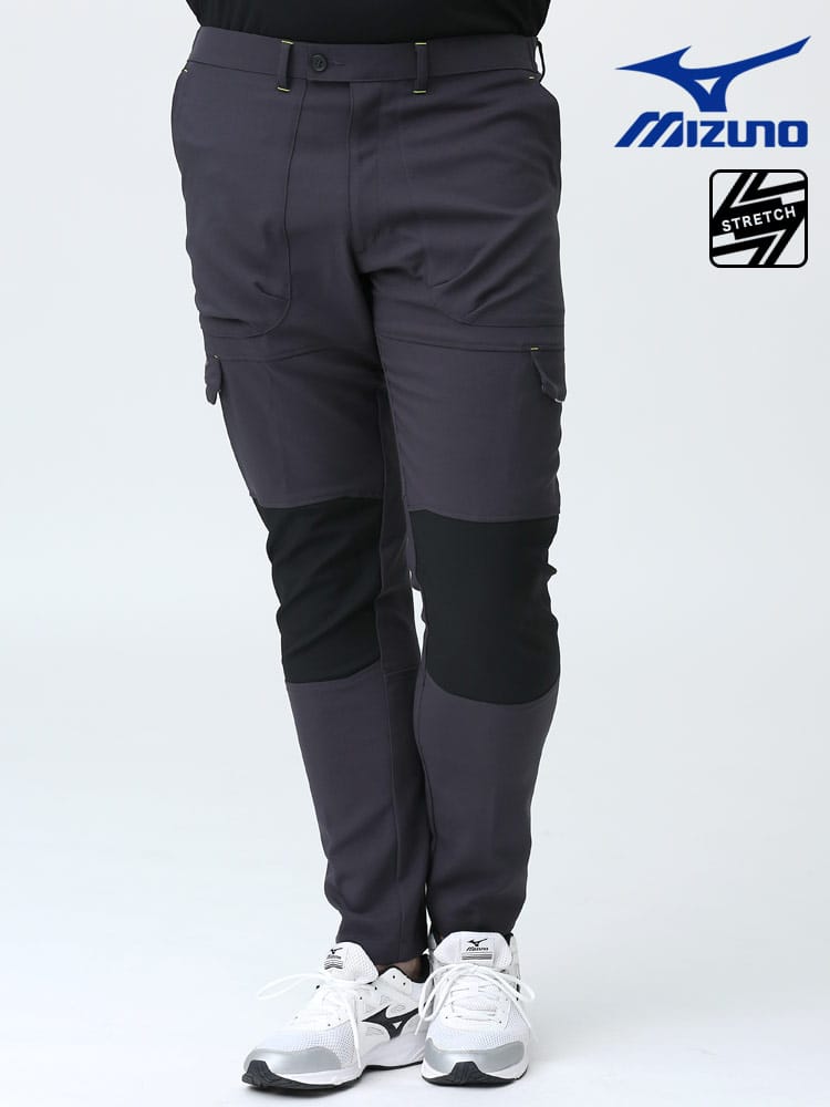 大きいサイズ メンズ MIZUNO (ミズノ) 高ストレッチ 消臭テープ 制電素材 切り替え ワークパンツ