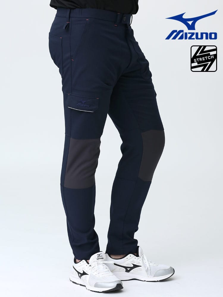 大きいサイズ メンズ MIZUNO (ミズノ) 高ストレッチ 消臭テープ 制電素材 切り替え ワークパンツ