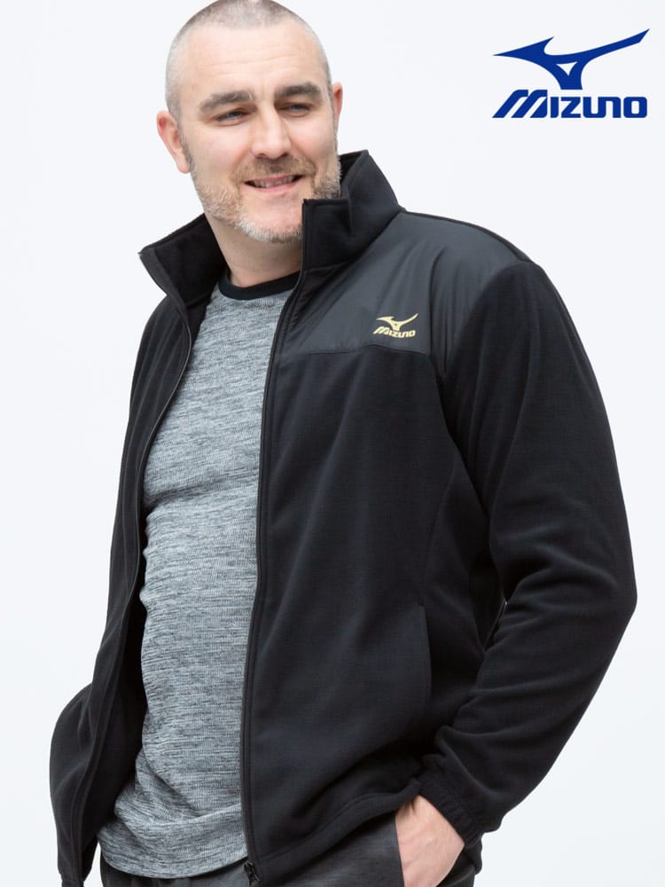 大きいサイズ メンズ MIZUNO (ミズノ) 胸ロゴ 切り替え フルジップ フリースジャケット