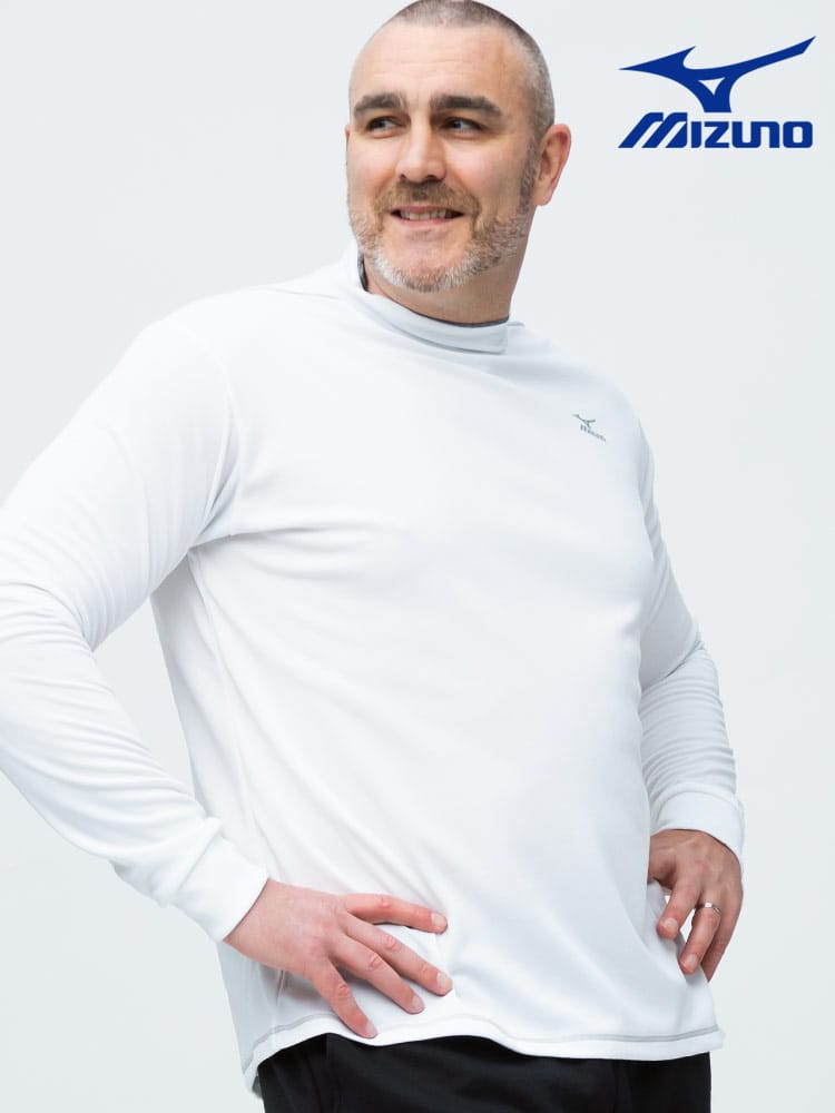 大きいサイズ メンズ MIZUNO (ミズノ) 吸汗速乾 UVカット ハイネック 長袖 Tシャツ ロンT