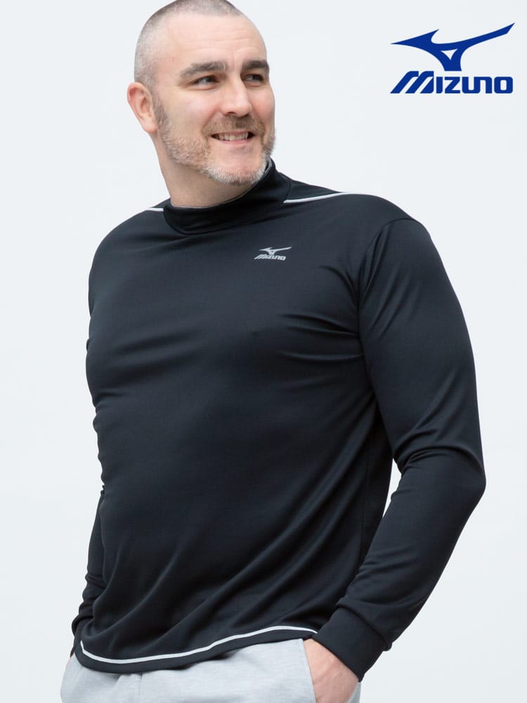大きいサイズ メンズ MIZUNO (ミズノ) 吸汗速乾 UVカット ハイネック 長袖 Tシャツ ロンT