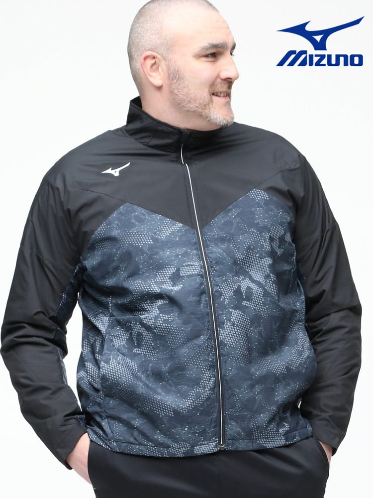 大きいサイズ メンズ MIZUNO (ミズノ) 撥水 ブレスサーモ 裏フリース フルジップ ウォーマー ジャケット