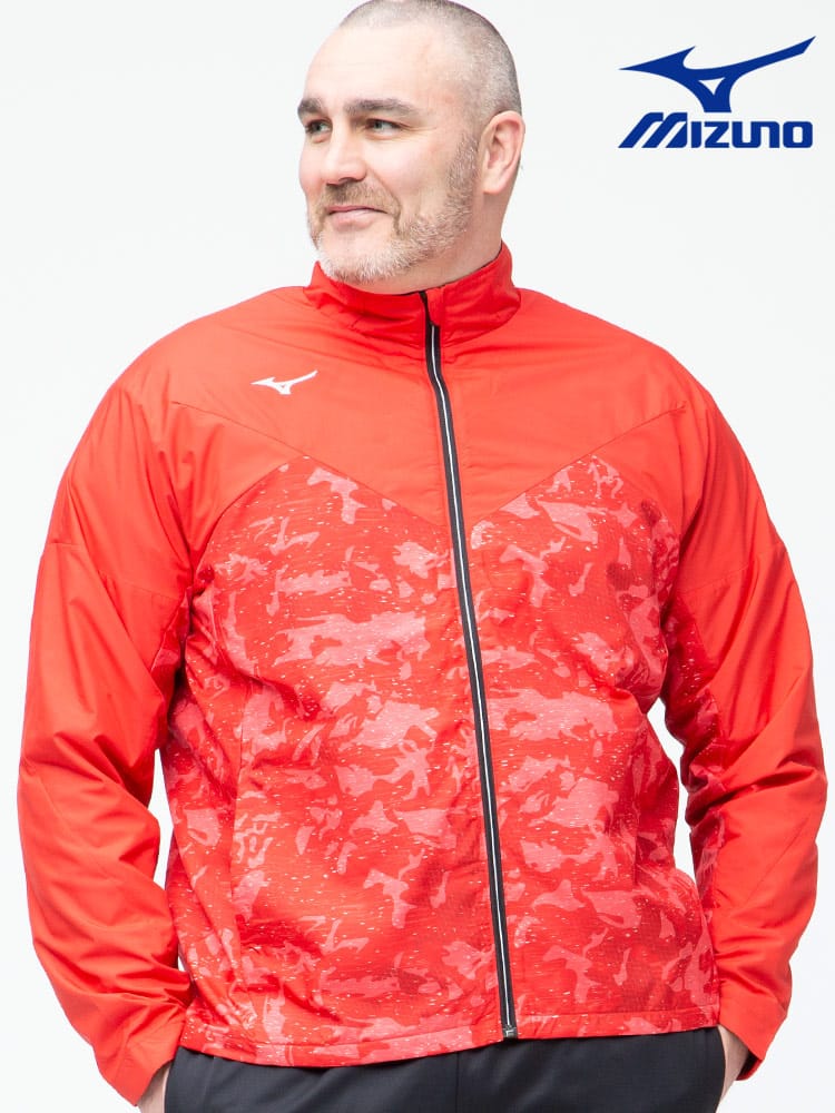 大きいサイズ メンズ MIZUNO (ミズノ) 撥水 ブレスサーモ 裏フリース フルジップ ウォーマー ジャケット
