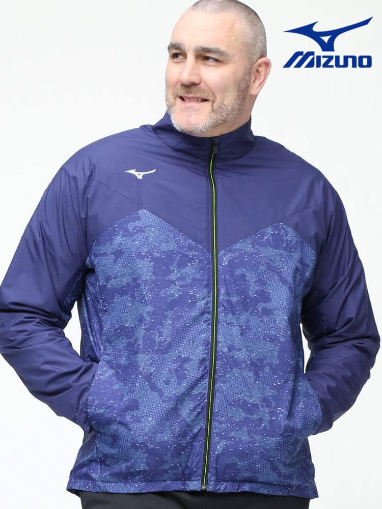 大きいサイズ メンズ MIZUNO (ミズノ) 撥水 ブレスサーモ 裏フリース フルジップ ウォーマー ジャケット