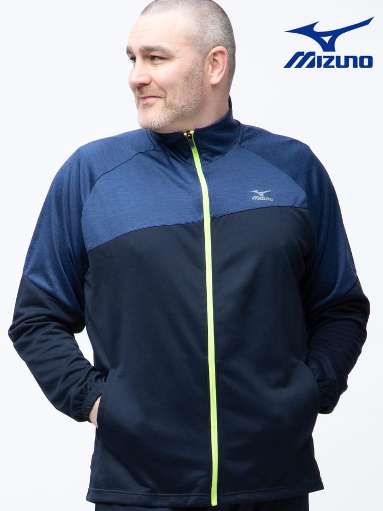大きいサイズ メンズ MIZUNO (ミズノ) 吸汗速乾 切り替え フルジップ スタンド ウォームアップ ジャケット