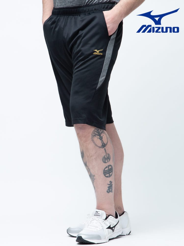 大きいサイズ メンズ MIZUNO (ミズノ) 吸汗速乾 ライトスウェット 前閉じ ハーフパンツ