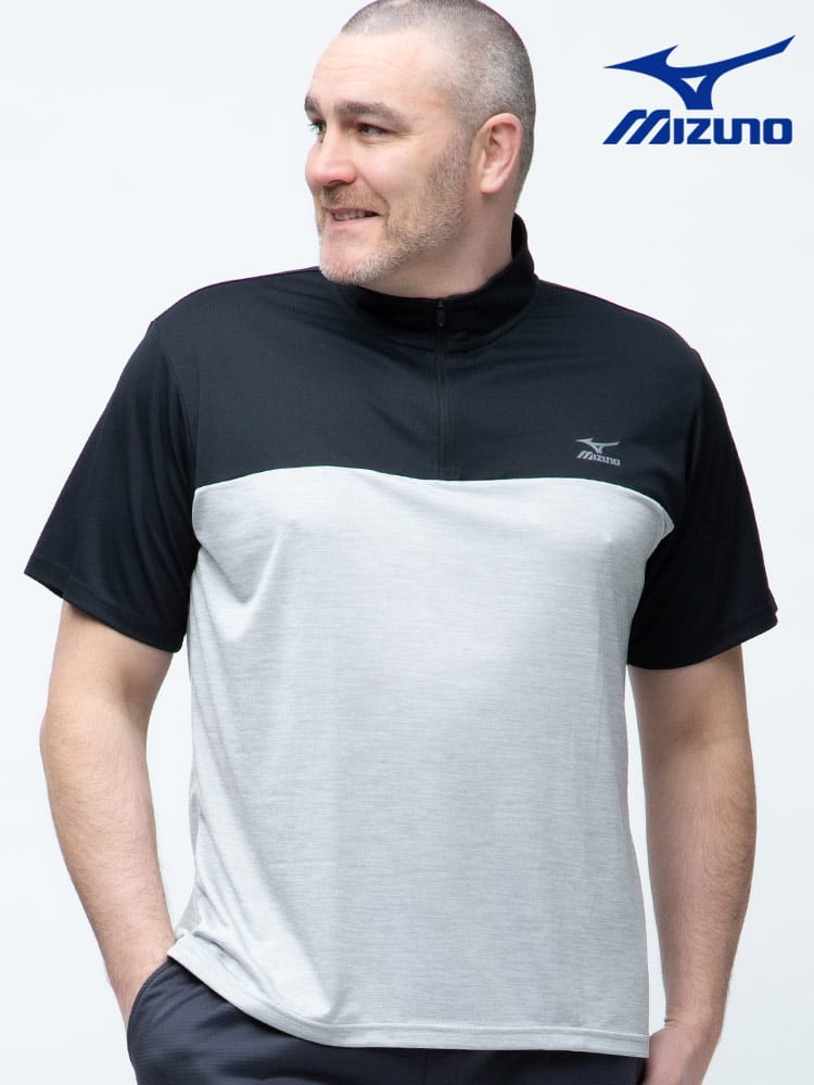大きいサイズ メンズ MIZUNO (ミズノ) 吸汗速乾 UVカット ハーフジップ 