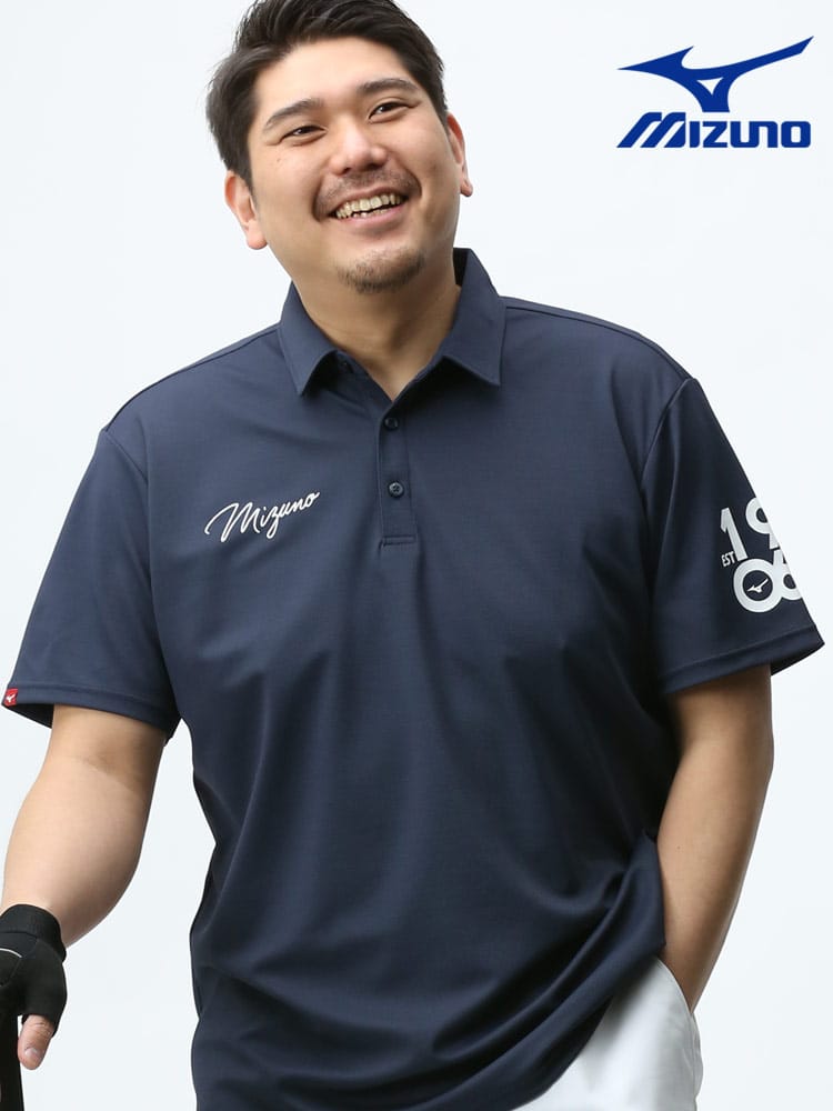 大きいサイズ メンズ MIZUNO (ミズノ) アイスタッチ プリント 半袖 ゴルフ ポロシャツ