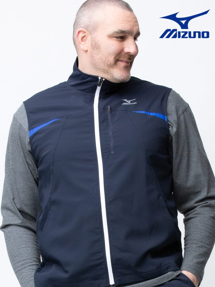 大きいサイズ メンズ MIZUNO (ミズノ) 吸汗速乾 UVカット トレーニング クロス フルジップ ベスト