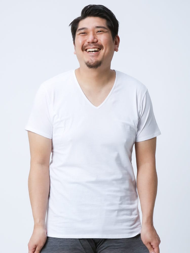 大きいサイズ メンズ MIZUNO (ミズノ) 着るドラント 耐久消臭 吸汗速乾 無地 Vネック 半袖 Tシャツ