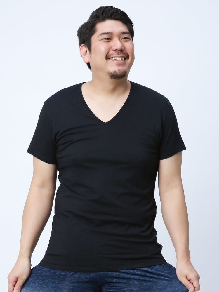 大きいサイズ メンズ MIZUNO (ミズノ) 着るドラント 耐久消臭 吸汗速乾 無地 Vネック 半袖 Tシャツ