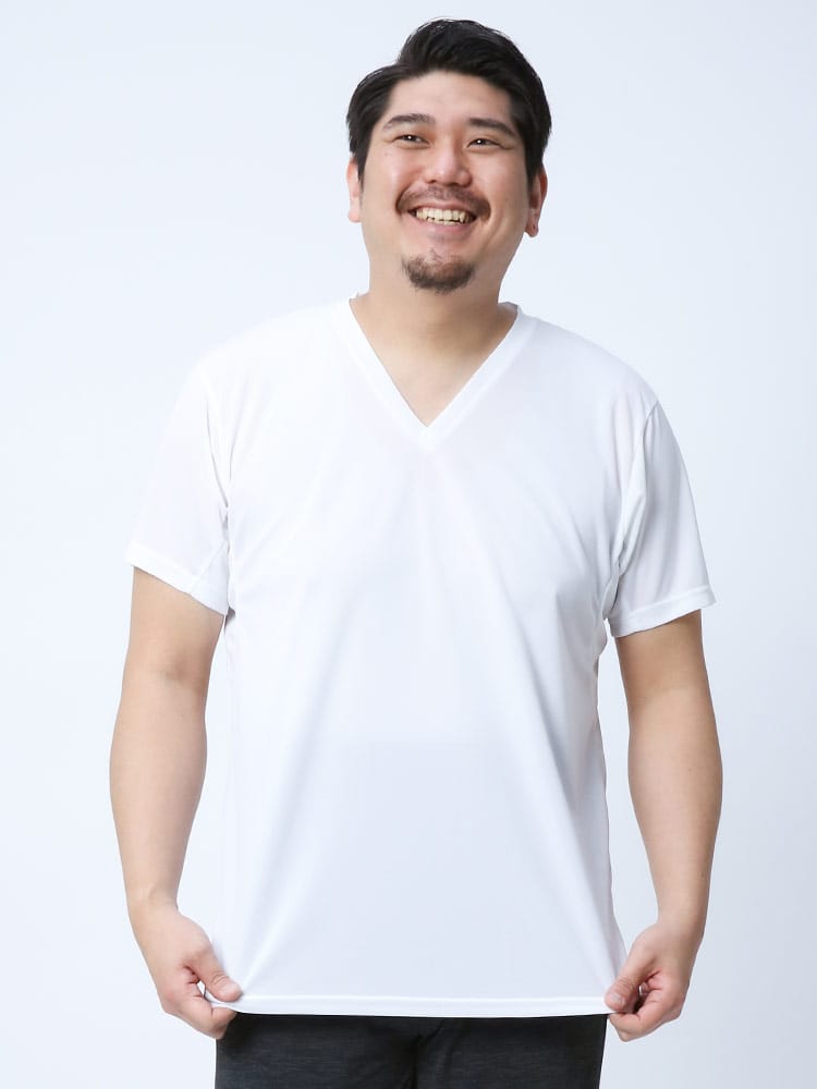 大きいサイズ メンズ MIZUNO (ミズノ) アイスタッチ 吸汗速乾 抗菌防臭 Vネック 半袖 Tシャツ