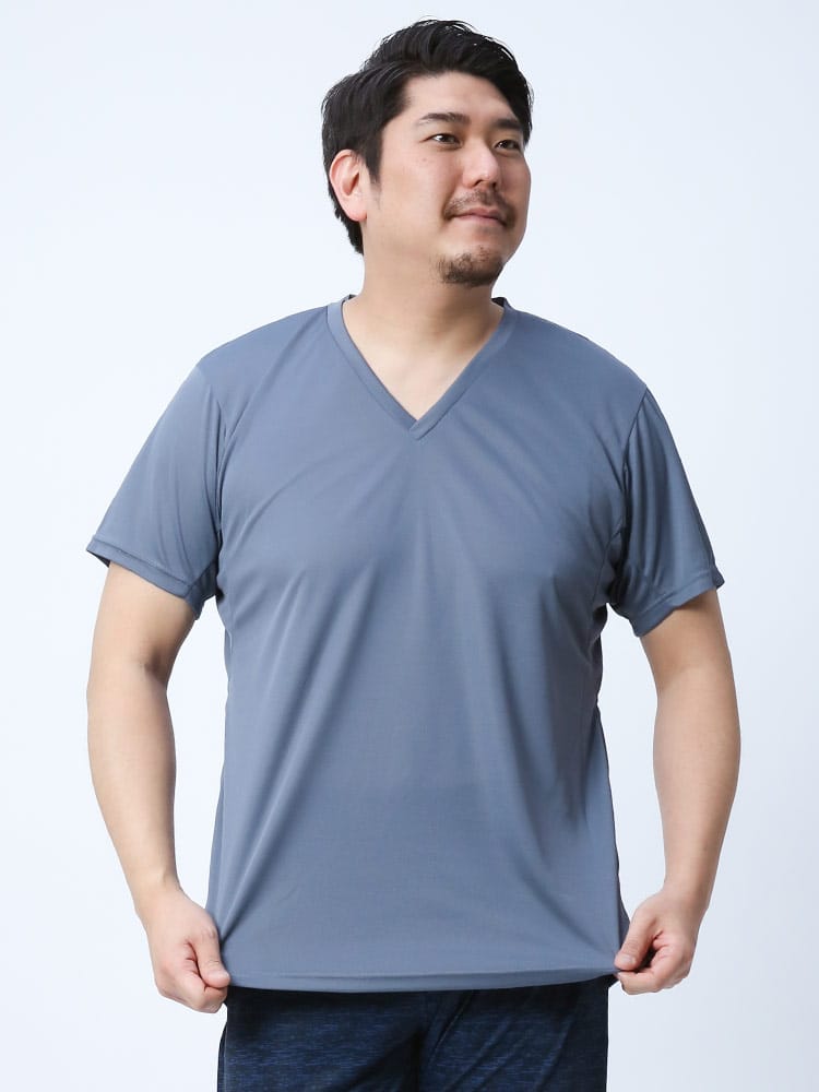 大きいサイズ メンズ MIZUNO (ミズノ) アイスタッチ 吸汗速乾 抗菌防臭 Vネック 半袖 Tシャツ