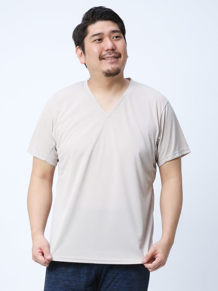 大きいサイズ メンズ MIZUNO (ミズノ) アイスタッチ 吸汗速乾 抗菌防臭 Vネック 半袖 Tシャツ