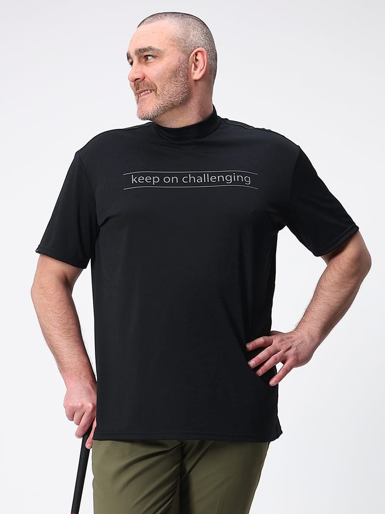 大きいサイズ メンズ MIZUNO (ミズノ) 吸汗速乾 ダブルジャガード 半袖 モックネック Tシャツ ゴルフ