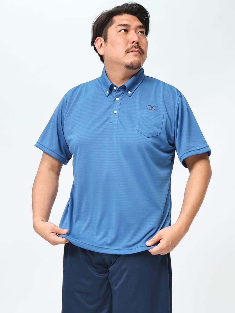 MIZUNO (ミズノ) 吸汗速乾 シャドーボーダー ポケット付 半袖 ポロシャツ