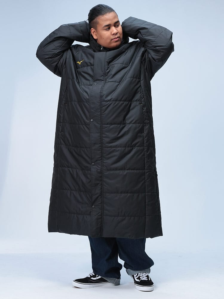 中綿 ベンチコート 撥水 フード フルジップ アウター コート ブルゾン ロング スポーツ 防寒 大きいサイズ メンズ