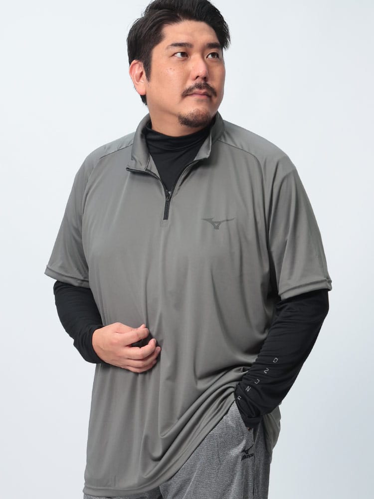 Tシャツ ロンT レイヤードセット 吸汗速乾 ハーフジップ トップス ドライ スポーツ セット 大きいサイズ メンズ
