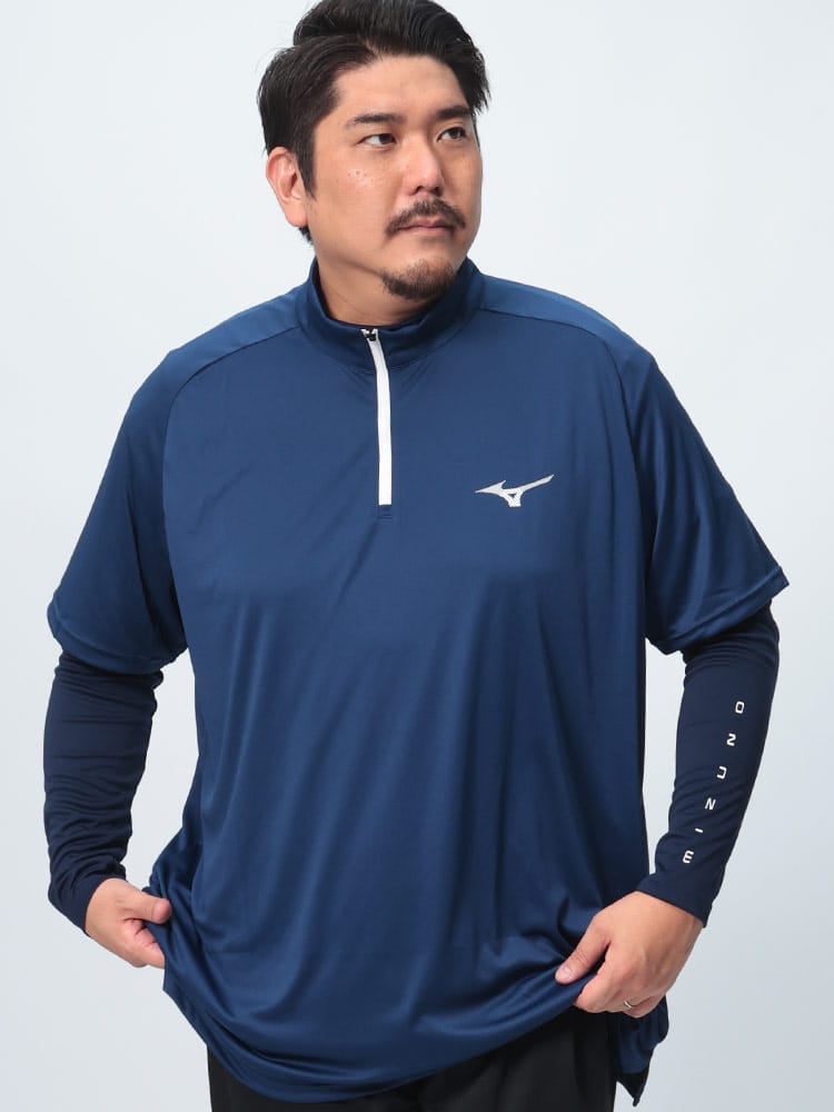 Tシャツ ロンT レイヤードセット 吸汗速乾 ハーフジップ トップス ドライ スポーツ セット 大きいサイズ メンズ