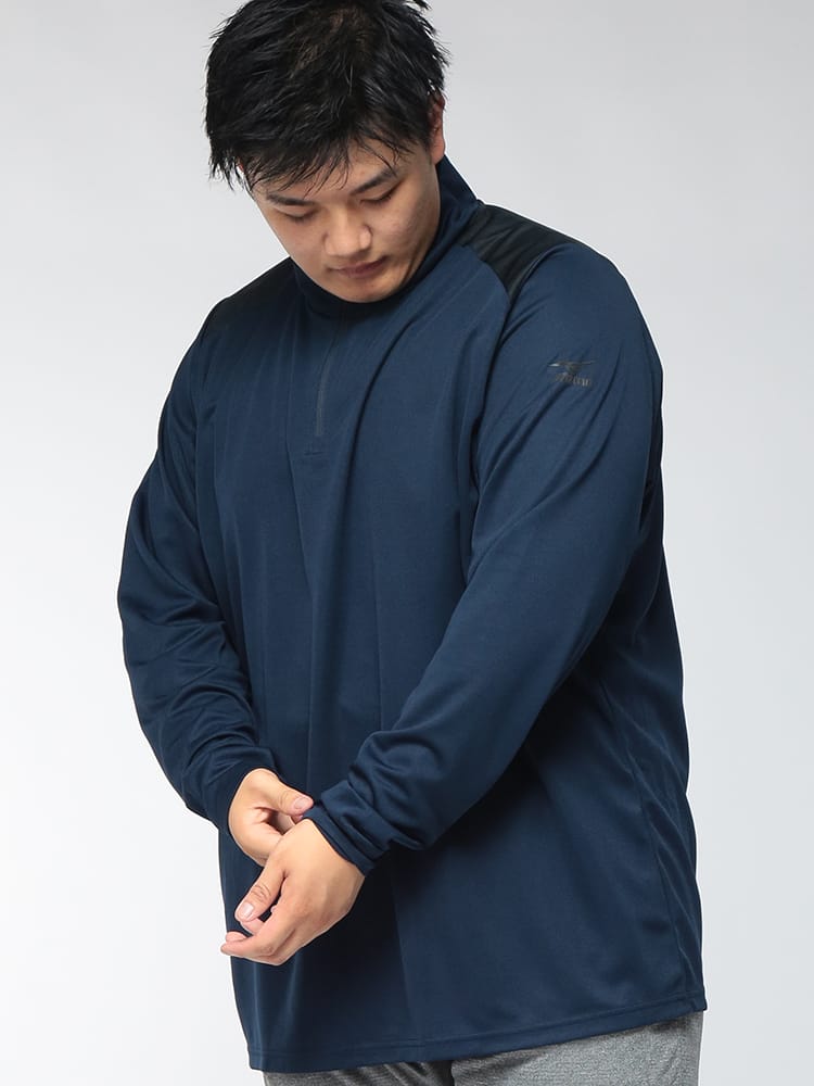 ハーフジップTシャツ 長袖 メンズ 大きいサイズ PURE HYPER ハーフジップ 袖ロゴ 無地 カットソー K2JADB80