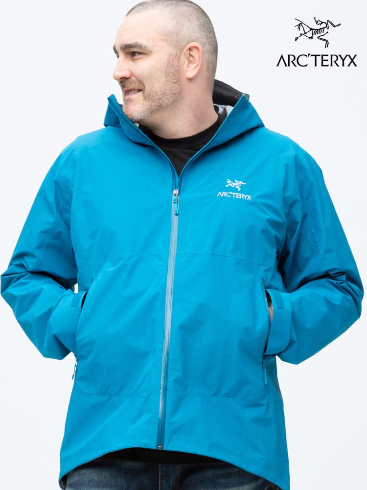 大きいサイズ メンズ ARC'TERYX (アークテリクス) ゴアテックス 胸ロゴ刺繍 フード フルジップ ジャケット zeta sl jacket 雨の日 梅雨