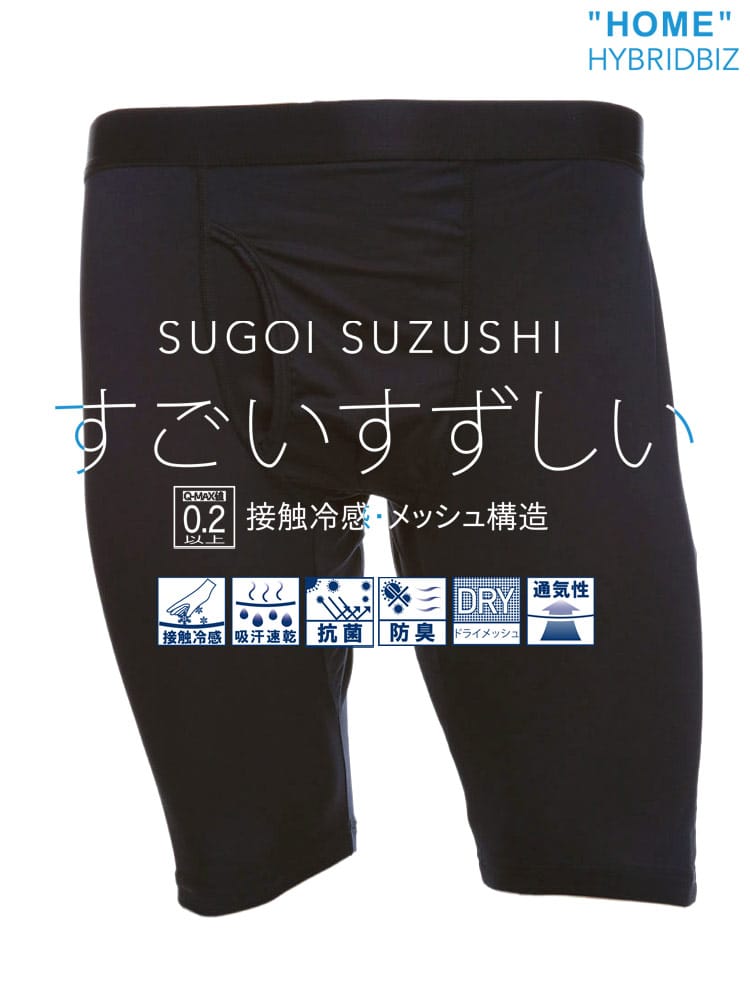 大きいサイズ メンズ B＆T CLUB ビーアンドティークラブ すごいすずしい 接触冷感 メッシュ 無地 前開き ロング ボクサーパンツ