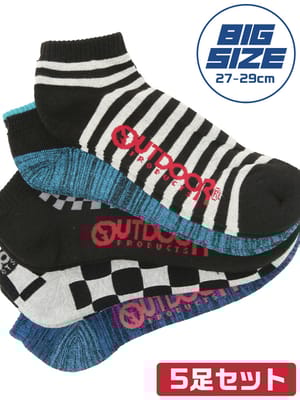 靴下  5足組 メンズ 大きいサイズ アソート スニーカーソックス 5足組 OUTDOOR PRODUCTS アウトドアプロダクツ