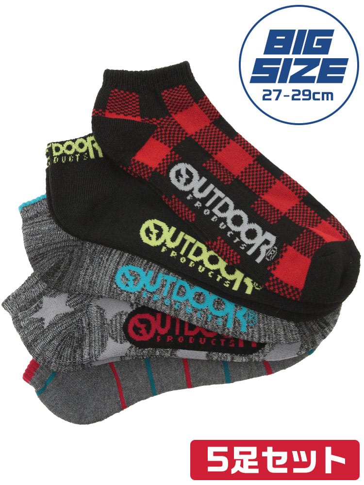 靴下  5足組 メンズ 大きいサイズ アソート スニーカーソックス 5足組 OUTDOOR PRODUCTS アウトドアプロダクツ