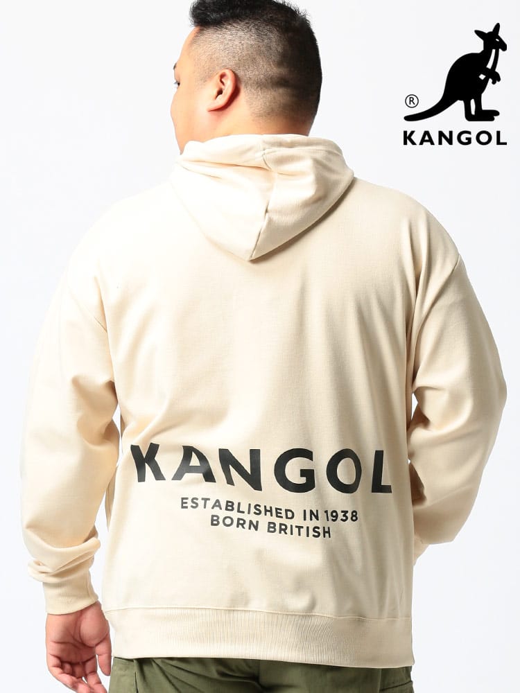 大きいサイズ メンズ KANGOL (カンゴール) ブランドロゴ バックプリント プルオーバー スウェット 長袖 パーカー