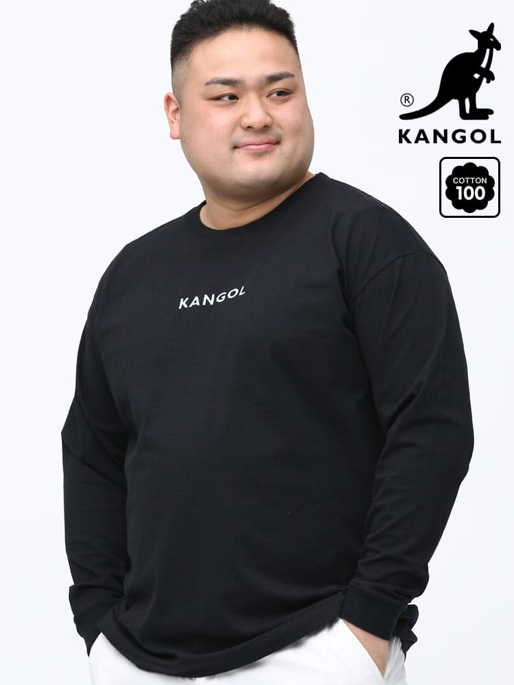 大きいサイズ メンズ KANGOL (カンゴール) 天竺 バックプリント クルーネック 長袖 Tシャツ ロンT