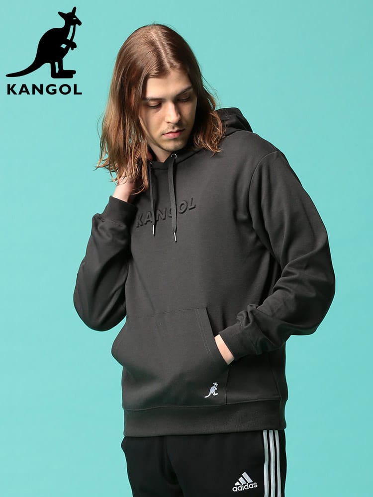 KANGOL (カンゴール) ポンチ エンボスロゴ フード プルオーバー パーカー