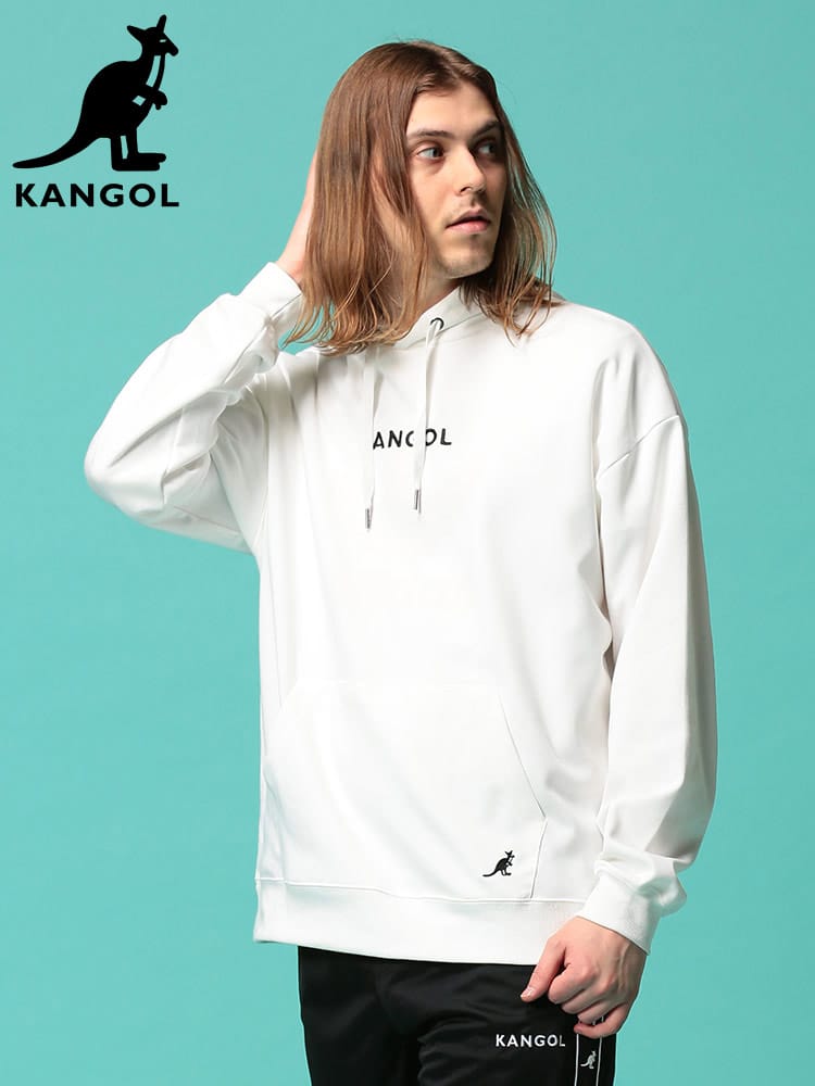 KANGOL (カンゴール) ポンチ バックプリント フード プルオーバー 長袖 パーカー