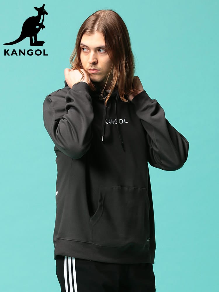 KANGOL (カンゴール) ポンチ バックプリント フード プルオーバー 長袖 パーカー