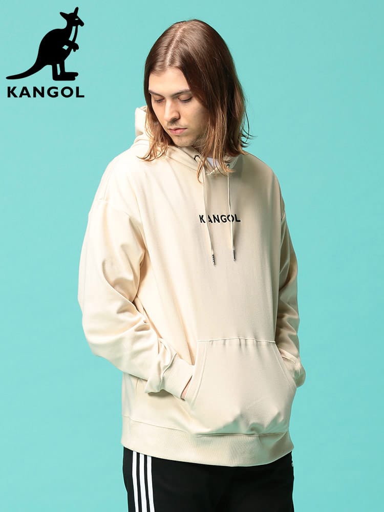 KANGOL (カンゴール) ポンチ バックプリント フード プルオーバー 長袖 パーカー