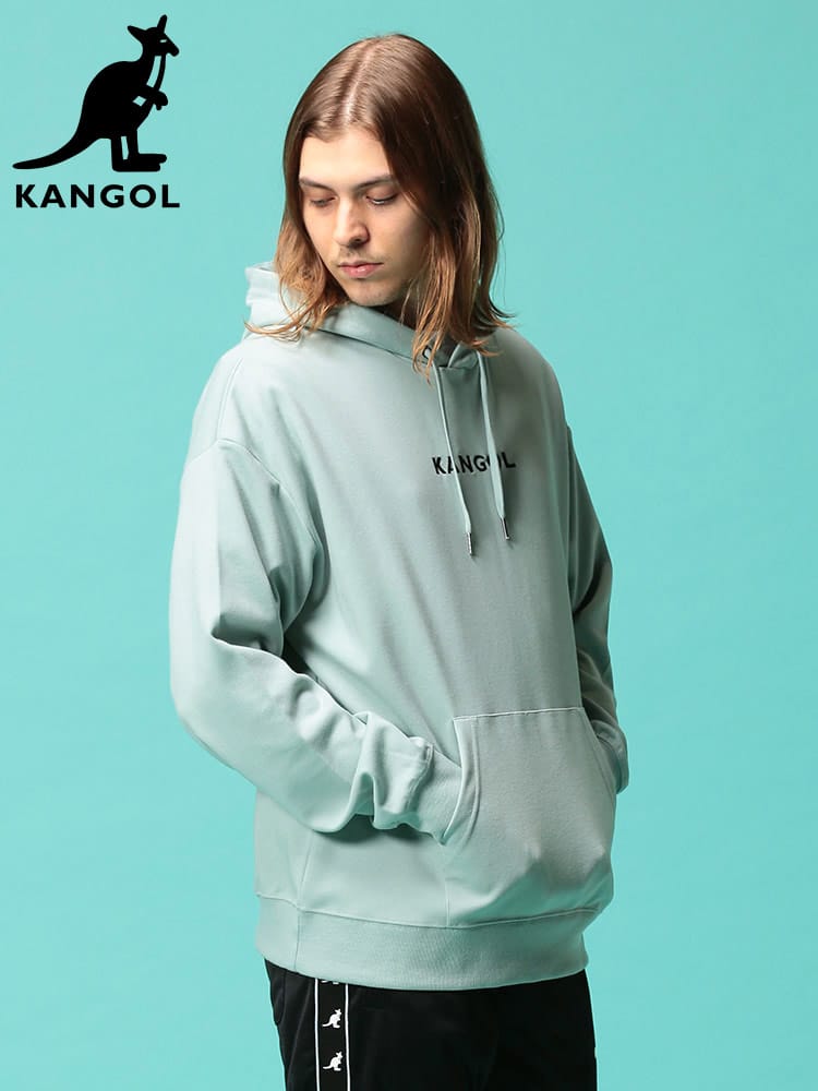 KANGOL (カンゴール) ポンチ バックプリント フード プルオーバー 長袖 パーカー