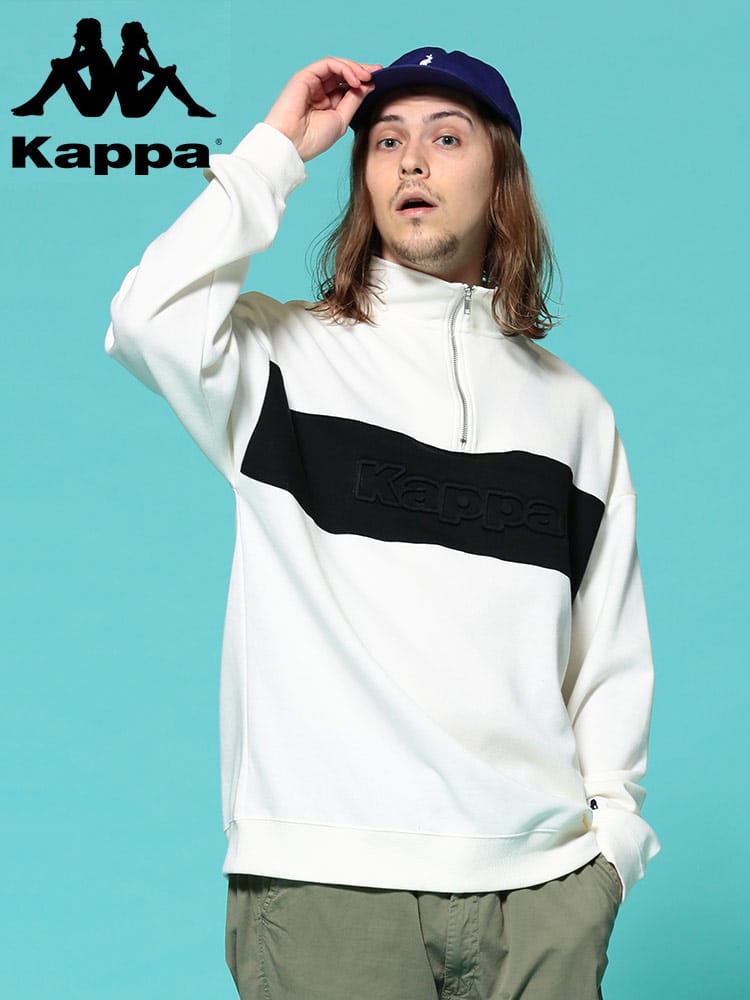 Kappa (カッパ) 切り替え エンボスロゴ ハーフジップ 長袖 シャツ