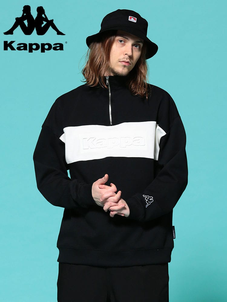 Kappa (カッパ) 切り替え エンボスロゴ ハーフジップ 長袖 シャツ