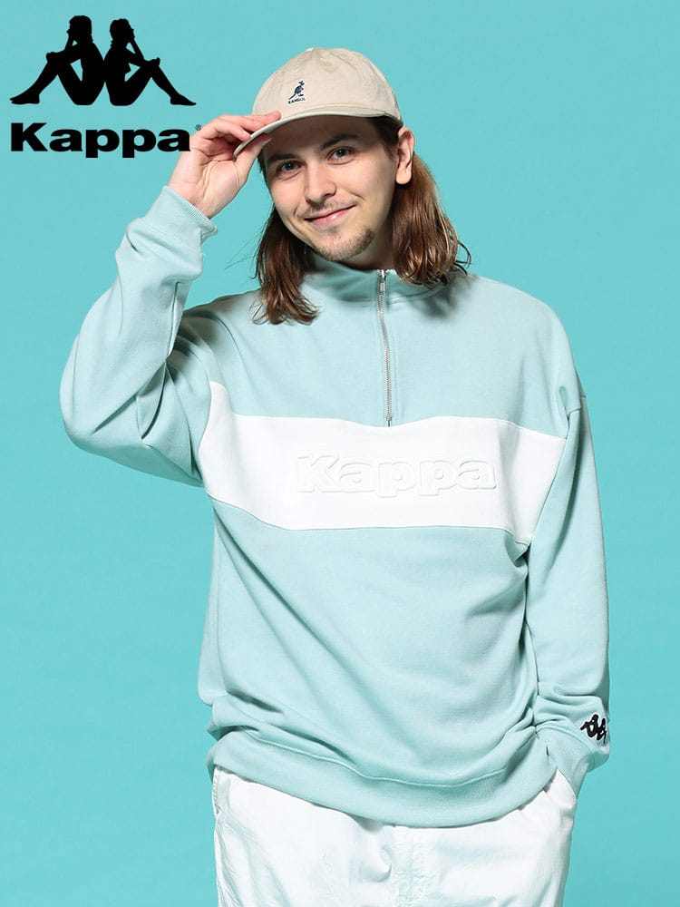 Kappa (カッパ) 切り替え エンボスロゴ ハーフジップ 長袖 シャツ