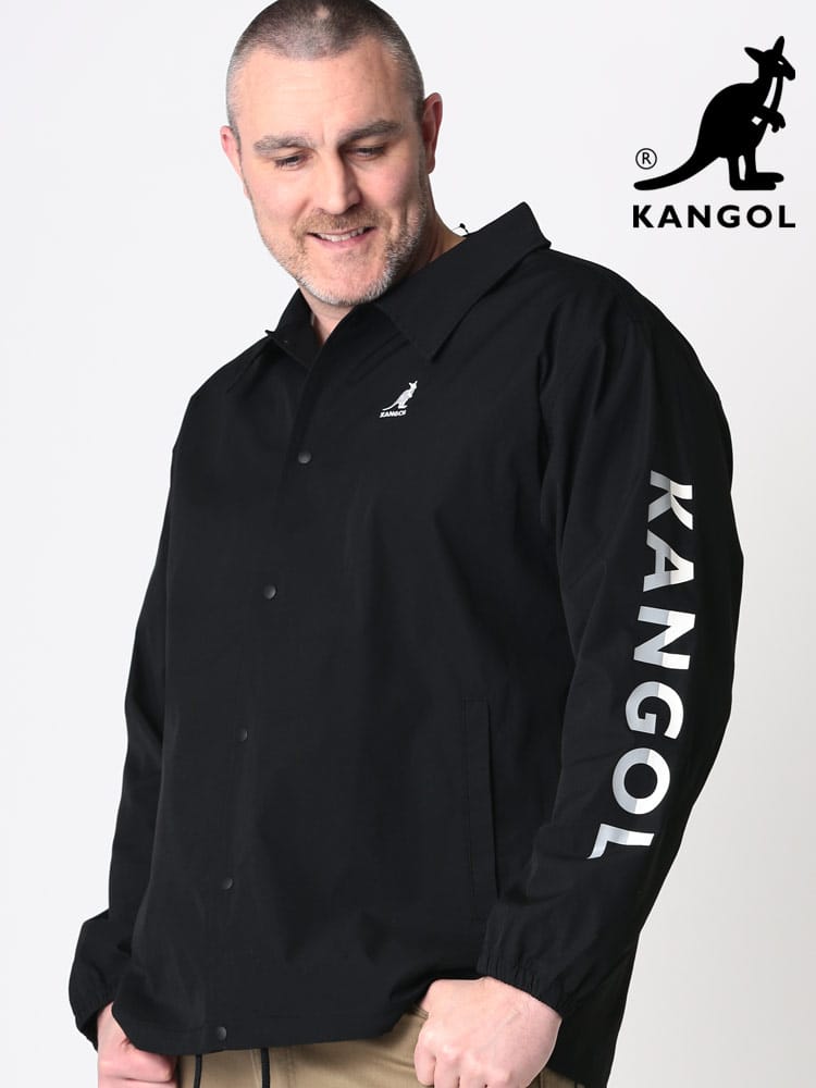 大きいサイズ メンズ KANGOL (カンゴール) 胸ロゴ フルボタン コーチジャケット