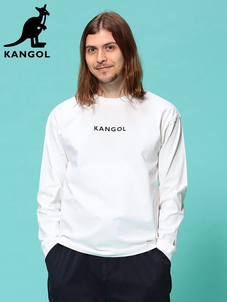KANGOL (カンゴール) 天竺 バックプリント クルーネック 長袖 Tシャツ