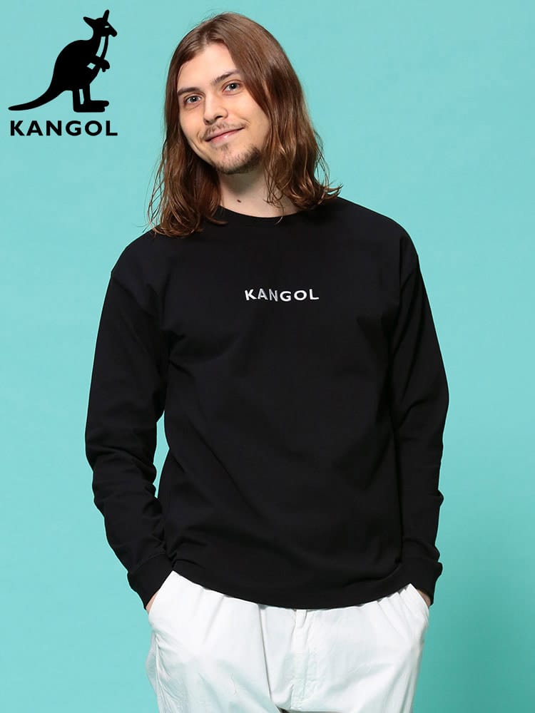 KANGOL (カンゴール) 天竺 バックプリント クルーネック 長袖 Tシャツ