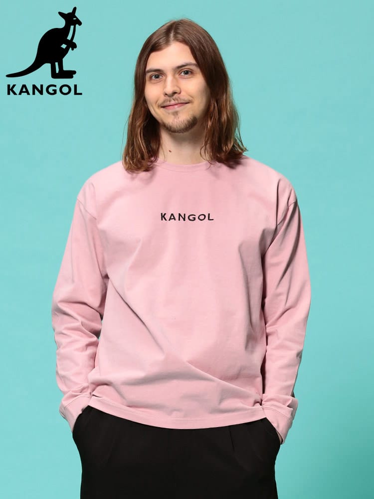 KANGOL (カンゴール) 天竺 バックプリント クルーネック 長袖 Tシャツ
