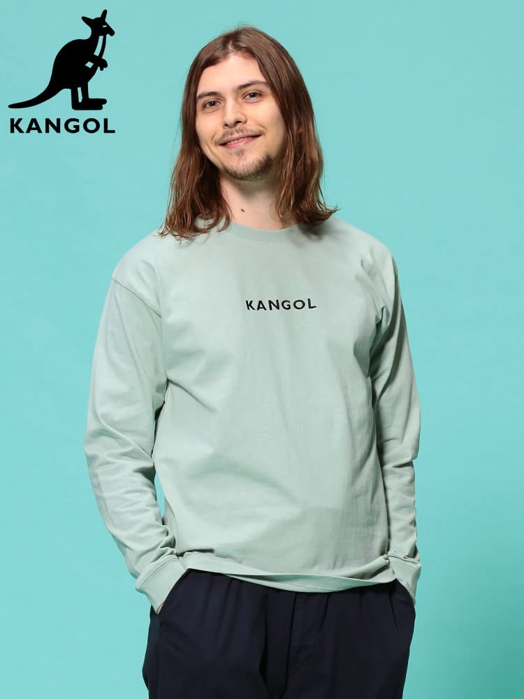 KANGOL (カンゴール) 天竺 バックプリント クルーネック 長袖 Tシャツ