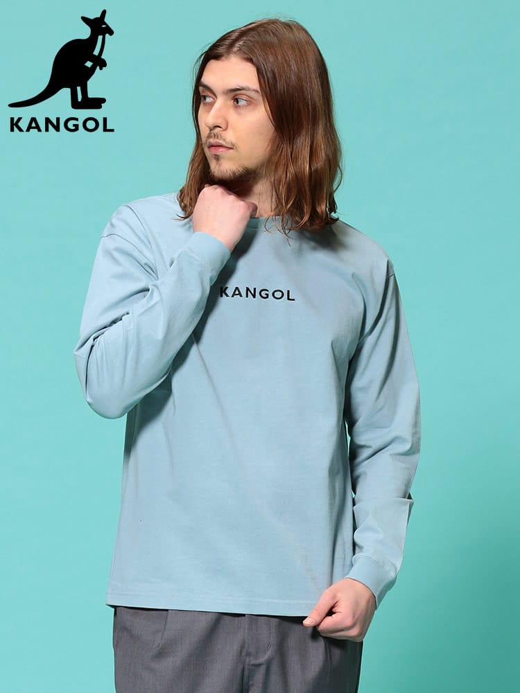 KANGOL (カンゴール) 天竺 バックプリント クルーネック 長袖 Tシャツ