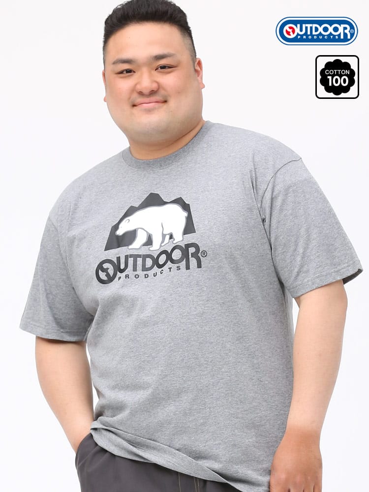 大きいサイズ メンズ OUTDOOR PRODUCTS (アウトドアプロダクツ) 天竺 シロクマプリント クルーネック 半袖 Tシャツ