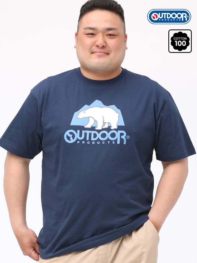 大きいサイズ メンズ OUTDOOR PRODUCTS (アウトドアプロダクツ) 天竺 シロクマプリント クルーネック 半袖 Tシャツ
